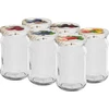 Βάζα 300 ml με χρωματιστά βιδωτά καπάκια fi 66 - 6 τεμ. ['βάζα για κονσερβοποίηση', ' βάζα 300 ml', ' σετ βάζων', ' βάζα για συντήρηση τροφίμων', ' βάζα με χρωματιστά βιδωτά καπάκια', ' χρωματιστά βιδωτά καπάκια', ' για κομπόστες', ' για μαρμελάδες']