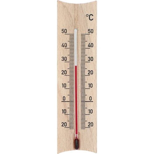 Ξύλινο θερμόμετρο δωματίου (-20 έως +50°C), ανοιχτό καφέ, 15 cm