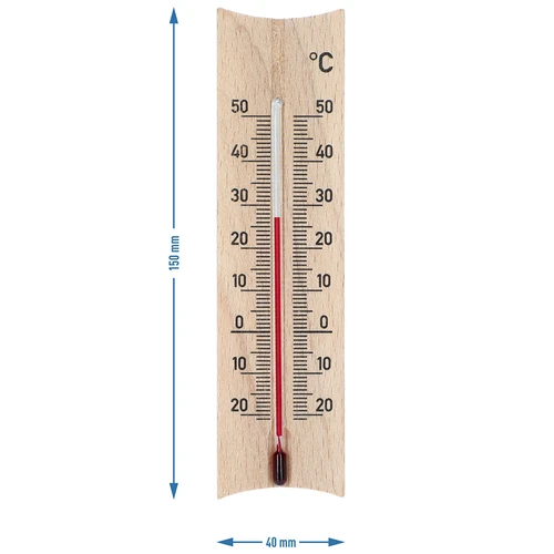 Ξύλινο θερμόμετρο δωματίου (-20 έως +50°C), ανοιχτό καφέ, 15 cm - 5