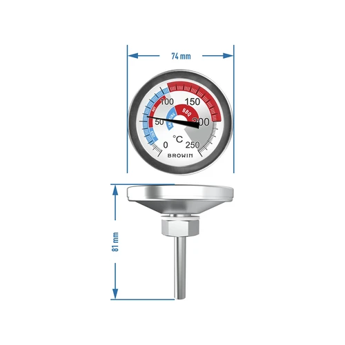 Θερμόμετρο για καπνιστήριο και BBQ (0°C έως +250°C) 5,7cm - 6