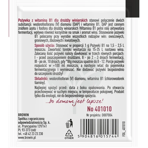 Θρεπτικό για οινοζύμες με βιταμίνη Β1, 10g - 2
