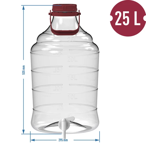 Άθραυστη νταμιτζάνα 25 L με λαβή και βρυσάκι - 12