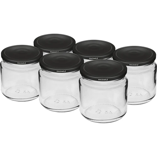 Βάζο 212 ml fi66/4 με μαύρο καπάκι 6 τεμ.