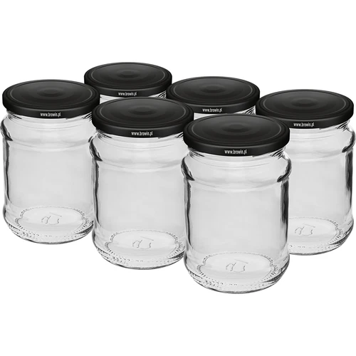 Βάζο 250 ml fi 66/4, μαύρο καπάκι - 6 τεμ.