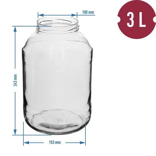 Βάζο 3 L - 1 τεμ., χρυσό βιδωτό καπάκι (fi 100) - 2