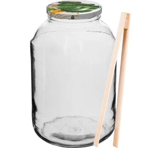 Βάζο 4 L, χρωματιστό βιδωτό καπάκι + πιρούνι ή λαβίδα