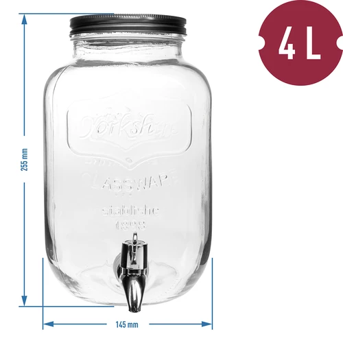 Βάζο για λεμονάδα, με βρυσάκι - γυάλινο, 4 L - 5