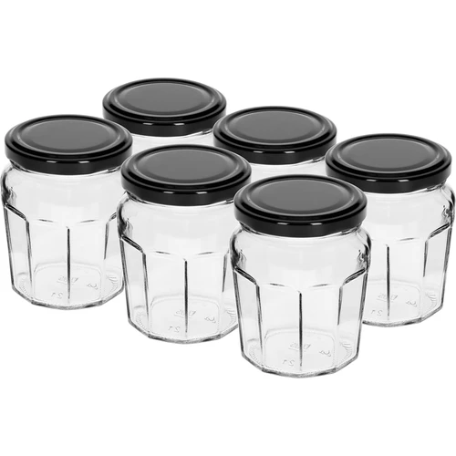Βάζο Konfitura 230ml με μαύρο καπάκι fi63/4 - 6τεμ.