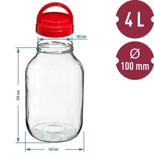 Βάζο TO 4 L και καπάκι φ 100 με λαβή - 6