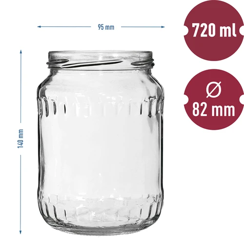 Βάζο TO 720 ml με χρωματιστό καπάκι fi 82/6 - 6 τεμ. - 6