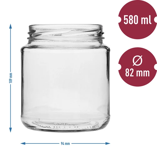 Βάζο TO, grubasek 580ml με χρωματιστό καπάκι fi82/6, 6 τεμ. - 7
