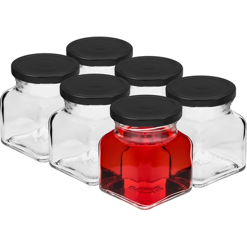 Βάζο twist-off 120 ml - Cztery kąty fi 53 με μαύρο καπάκι, 6 τεμ - 2