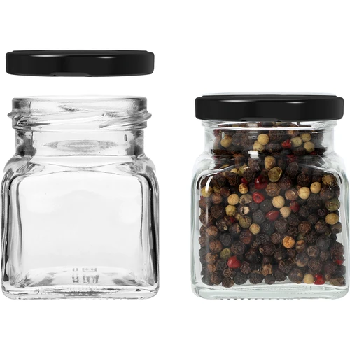 Βάζο twist-off 120 ml - Cztery kąty fi 53 με μαύρο καπάκι, 6 τεμ - 4