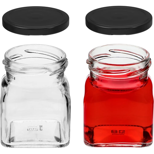 Βάζο twist-off 120 ml - Cztery kąty fi 53 με μαύρο καπάκι, 6 τεμ - 5