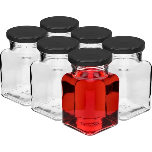 Βάζο twist off 150 ml Cztery kąty fi 53 με μαύρο καπάκι, 6 τεμ. - 2