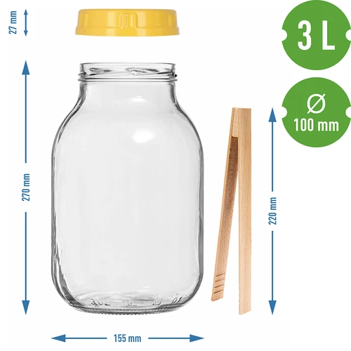 Βάζο twist-off 3 L, λαβίδα και καπάκι από πλαστικό fi 100, με χερούλι - 7