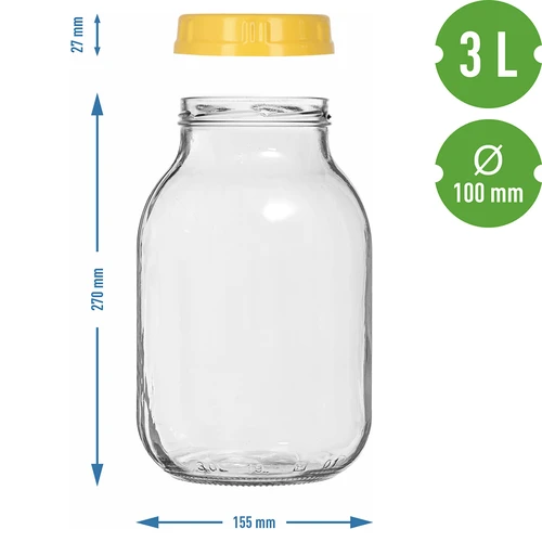Βάζο twist-off 3 L με βιδωτό καπάκι από πλαστικό fi 100, με λαβή - 7