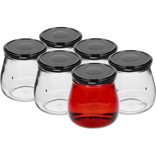 Βάζο Twist-Off 500 ml "Ανεστραμμένος Αμφορέας" με μαύρο καπάκι fi 82/6, 6 τεμ. - 2