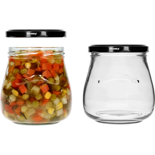 Βάζο Twist-Off 500 ml "Ανεστραμμένος Αμφορέας" με μαύρο καπάκι fi 82/6, 6 τεμ. - 6