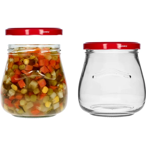 Βάζο twist-off 500 ml "Ανεστραμμένος Αμφορέας" με μπορντό καπάκι fi 82/6, 6 τεμ. - 6