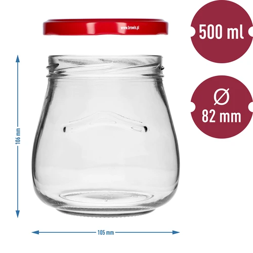 Βάζο twist-off 500 ml "Ανεστραμμένος Αμφορέας" με μπορντό καπάκι fi 82/6, 6 τεμ. - 9