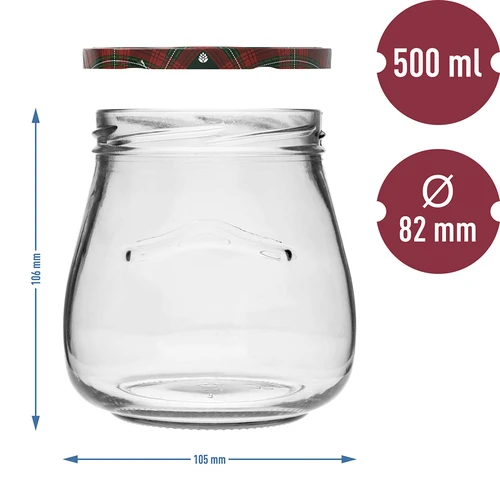 Βάζο twist-off 500 ml "Ανεστραμμένος Αμφορέας" με χρωματιστό καπάκι fi 82/6, 6 τεμ. - 10