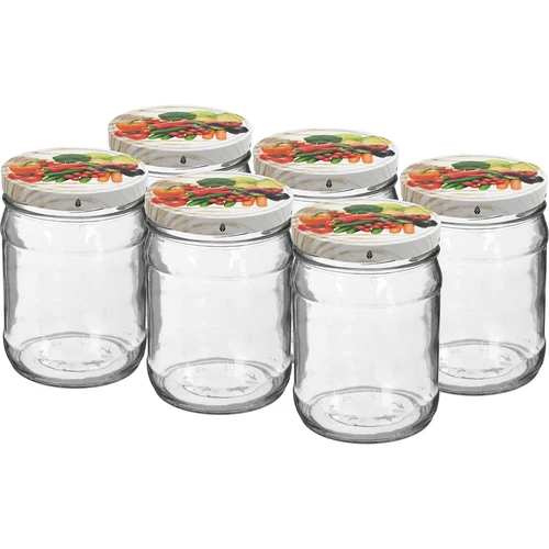 Βάζο twist-off 500 ml με χρωματιστό καπάκι fi82/6 - 6 τεμ.