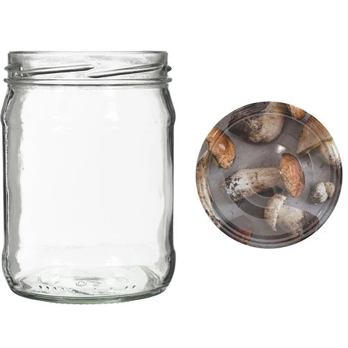 Βάζο twist-off 500 ml με χρωματιστό καπάκι fi82/6 - 6 τεμ. - 8