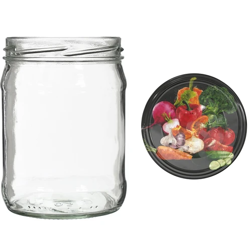 Βάζο twist-off 500 ml με χρωματιστό καπάκι fi82/6 - 6 τεμ. - 6
