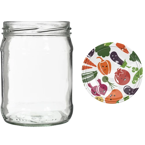 Βάζο twist-off 500 ml με χρωματιστό καπάκι fi82/6 - 6 τεμ. - 5