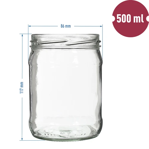 Βάζο twist-off 500 ml με χρωματιστό καπάκι fi82/6 - 6 τεμ. - 2
