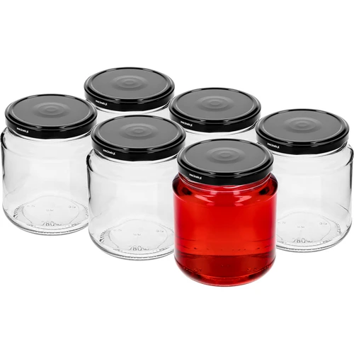 Βάζο twist-off, grubasek 580 ml με μαύρο καπάκι fi 82/6, 6 τεμ. - 2
