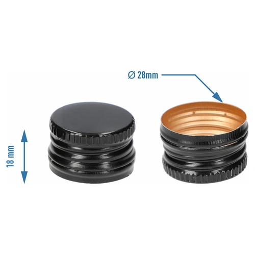Βιδωτό πώμα για μπουκάλια fi 28/18 mm - μαύρο, 8 τεμ. - 4