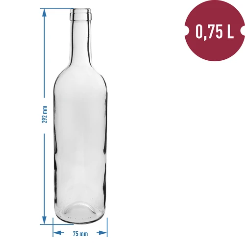 Διάφανη φιάλη για κρασί 0,75 L - συσκευασία 8 τεμ. - 3