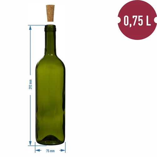 Ελαιοπράσινη φιάλη κρασιού 0,75 L - συσκευασία 8 τεμ. - 6