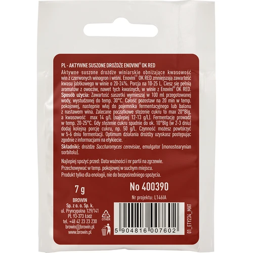Enovini® OK RED - ζύμες οινοποίησης που μειώνουν την οξύτητα 7 g - 2