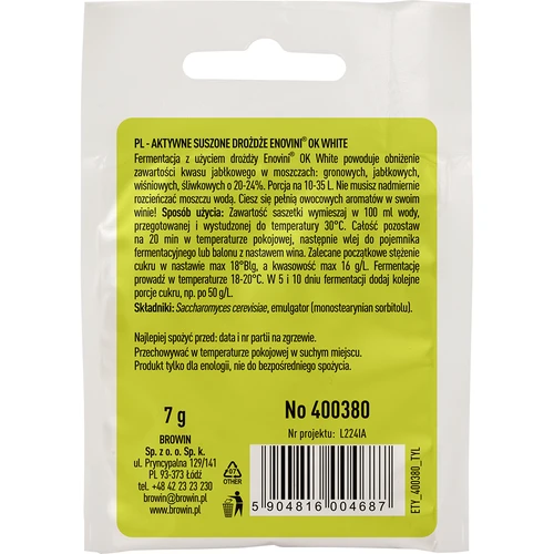 Enovini® OK WHITE - οινικές ζύμες που μειώνουν την οξύτητα 7 g - 2