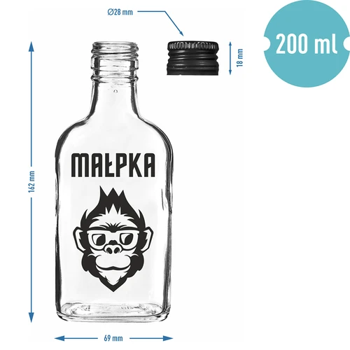 Μπουκάλι τύπου φλασκί 200 ml με βιδωτό καπάκι, εκτύπωση «Μαϊμού», 1 τεμ. - 4