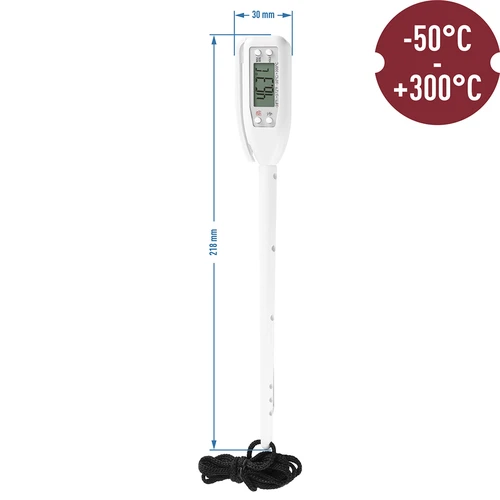 Ηλεκτρονικό θερμόμετρο κουζίνας (-50°C έως +300°C) με θήκη, λευκό - 2