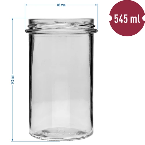 Ίσιο βάζο 545ml (Ø 82) - με μαύρο καπάκι, 6 τεμ. - 6