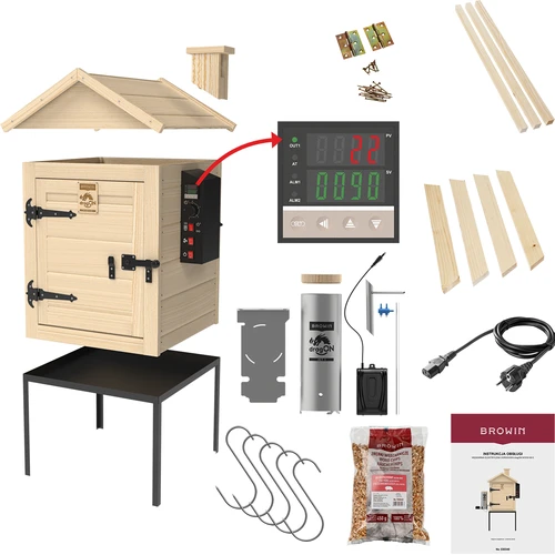 Καπνιστήριο 115 L dragON Wood 60E, ξύλινο, με ηλεκτρική θερμαντική μονάδα και ελεγκτή