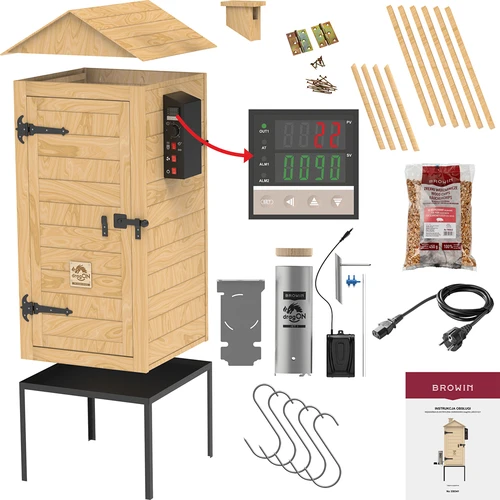Καπνιστήριο 200 L dragON Larch E21 - από ξύλο λάριξ, με ηλεκτρική μονάδα θέρμανσης και ελεγκτή