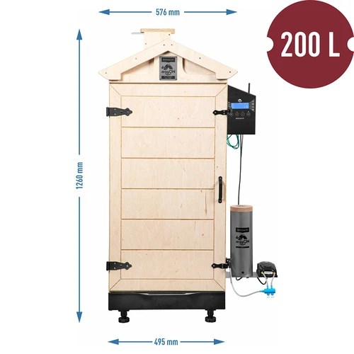 Καπνιστήριο dragON PLYWOOD NATURE χωρίς σκελετό, με ελεγκτή Wi‑Fi, 200L - 8