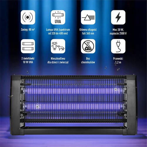 Λάμπα εξόντωσης εντόμων UVA 20 W, μαύρη - 6