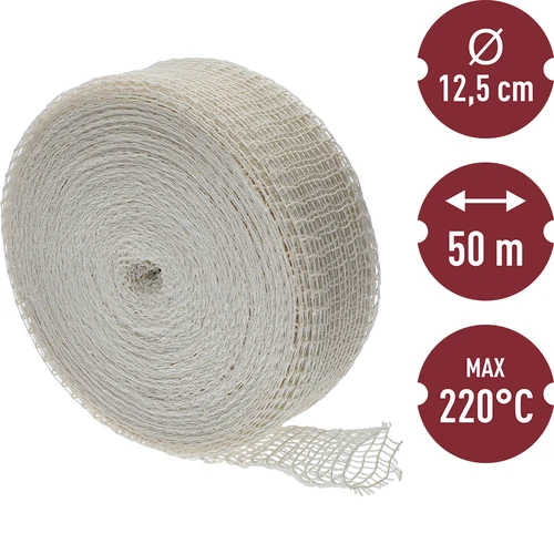 Λευκό δίχτυ αλλαντοποιίας διαστάσεων 12,5 cm x 50 m, με θερμική αντοχή έως 220°C - 3
