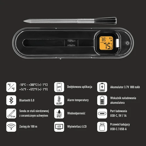 Μαγειρικό θερμόμετρο με ασύρματη ακίδα Bluetooth - 6