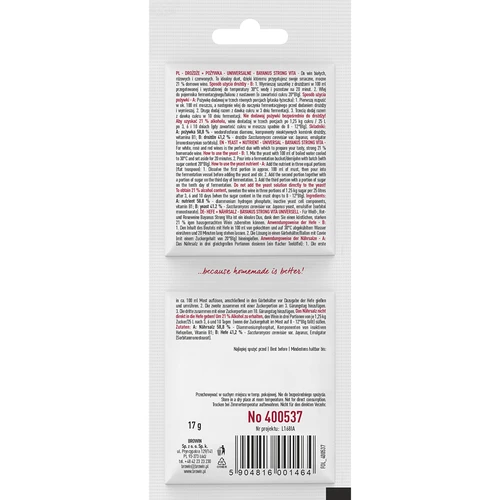 Μαγιά Bayanus + θρεπτικό - γενικής χρήσης - 21%, 17 g - 2
