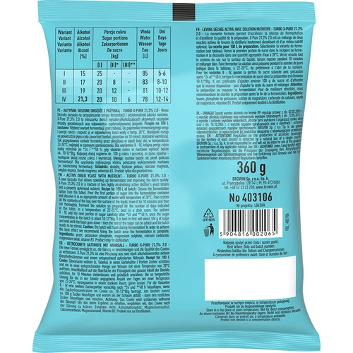Μαγιά Turbo X-Pure 21,3%, 100L - 2
