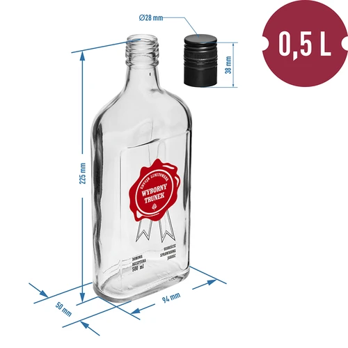 Μπουκάλι 500 ml με βιδωτό καπάκι, εκτύπωση «Wyborny Trunek», 1 τεμ. - 6