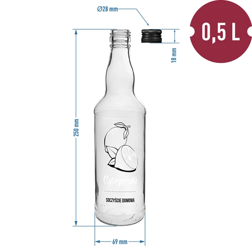 Μπουκάλι 500 ml με βιδωτό πώμα, με εκτύπωση «Cytrynówka», 1 τεμ. - 4